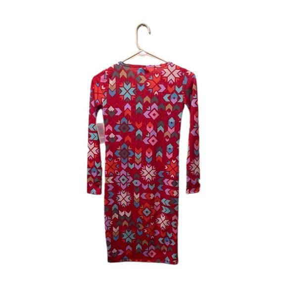 Lula Roe Long Sleeve Red Patterned Debbie Dress, XXS, New with Tags - Picture 4 of 6